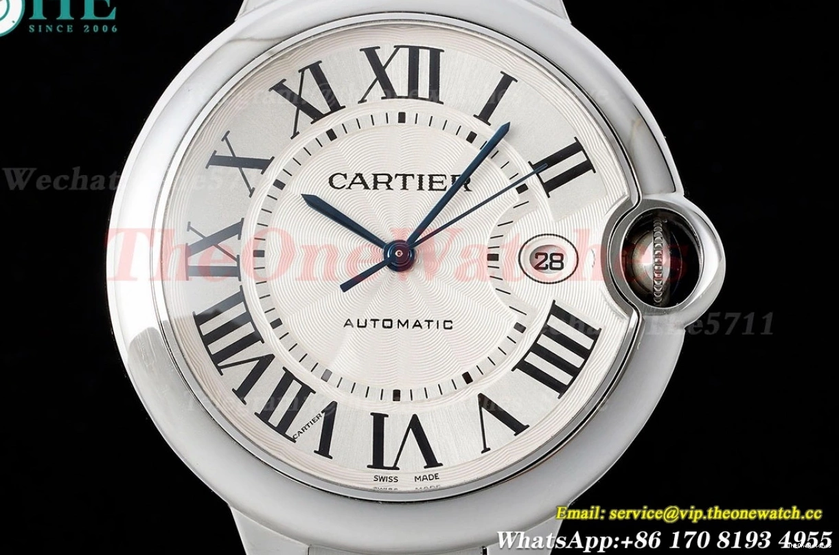 Dial White SS 42mm AF De Ballon Cartier Bleu SS A2824 1219